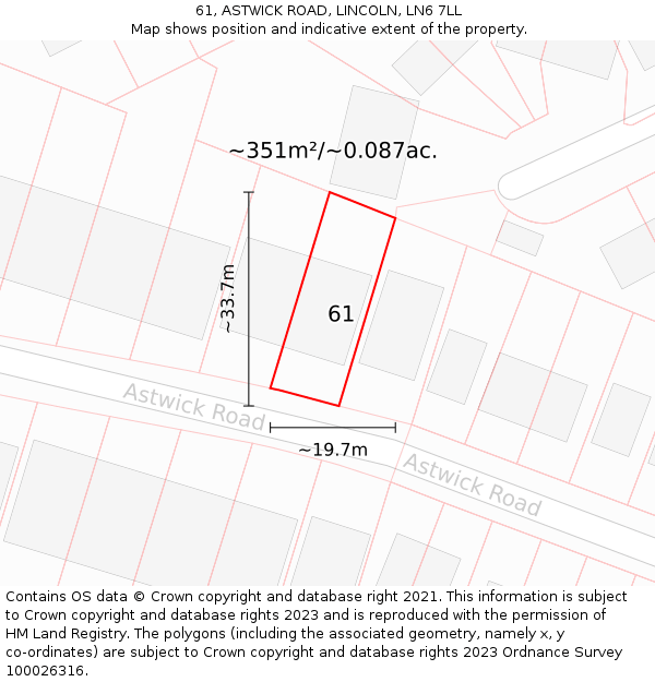 61, ASTWICK ROAD, LINCOLN, LN6 7LL: Plot and title map