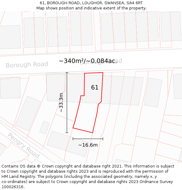 61, BOROUGH ROAD, LOUGHOR, SWANSEA, SA4 6RT: Plot and title map