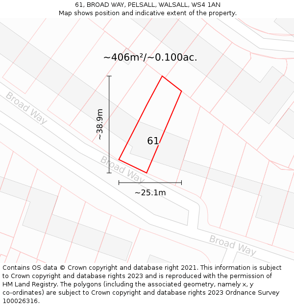 61, BROAD WAY, PELSALL, WALSALL, WS4 1AN: Plot and title map