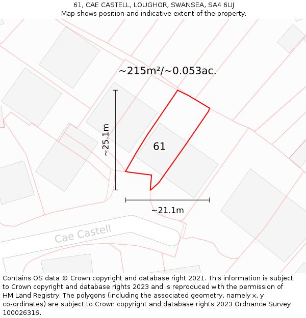 61, CAE CASTELL, LOUGHOR, SWANSEA, SA4 6UJ: Plot and title map