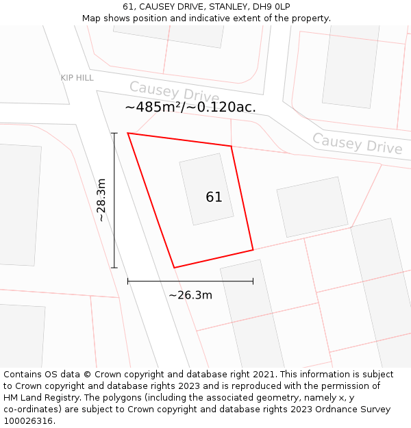 61, CAUSEY DRIVE, STANLEY, DH9 0LP: Plot and title map