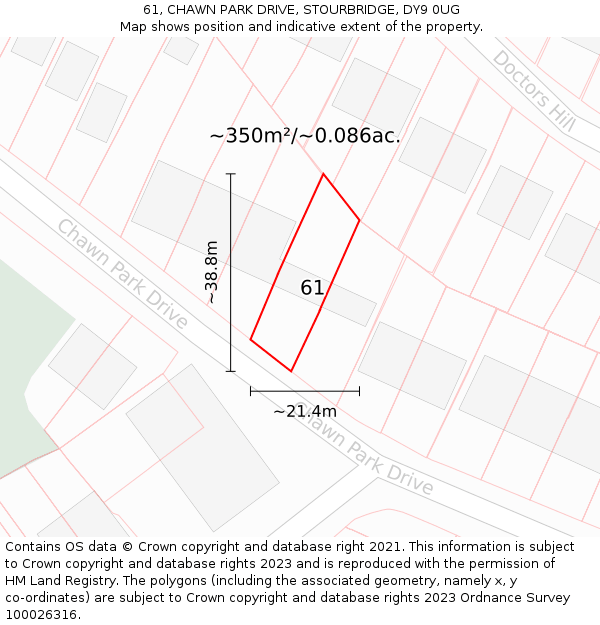 61, CHAWN PARK DRIVE, STOURBRIDGE, DY9 0UG: Plot and title map