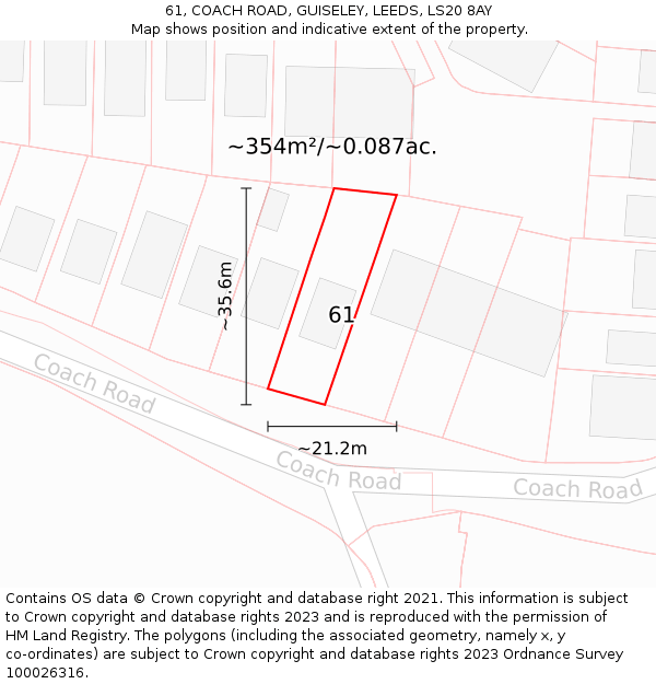 61, COACH ROAD, GUISELEY, LEEDS, LS20 8AY: Plot and title map