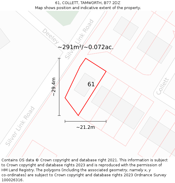 61, COLLETT, TAMWORTH, B77 2DZ: Plot and title map