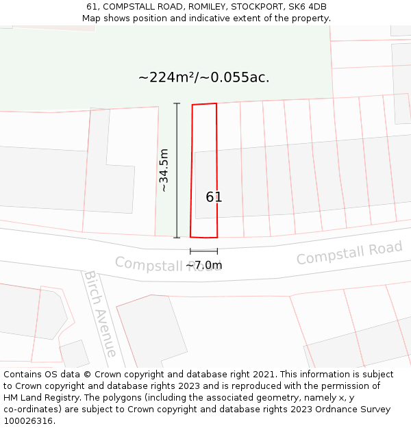 61, COMPSTALL ROAD, ROMILEY, STOCKPORT, SK6 4DB: Plot and title map