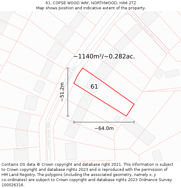 61, COPSE WOOD WAY, NORTHWOOD, HA6 2TZ: Plot and title map