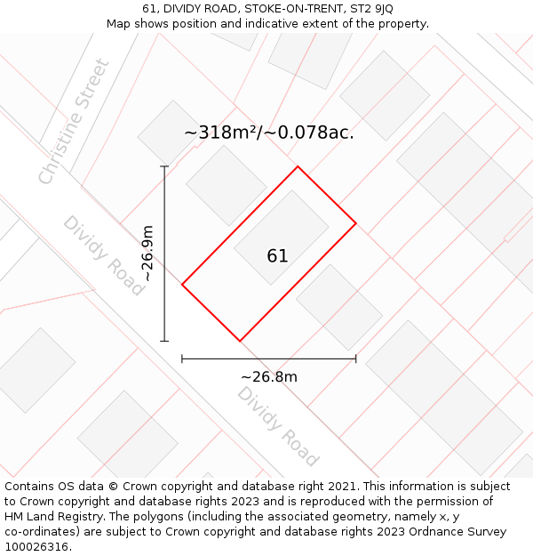 61, DIVIDY ROAD, STOKE-ON-TRENT, ST2 9JQ: Plot and title map