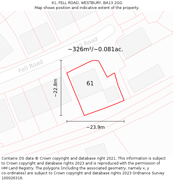 61, FELL ROAD, WESTBURY, BA13 2GG: Plot and title map