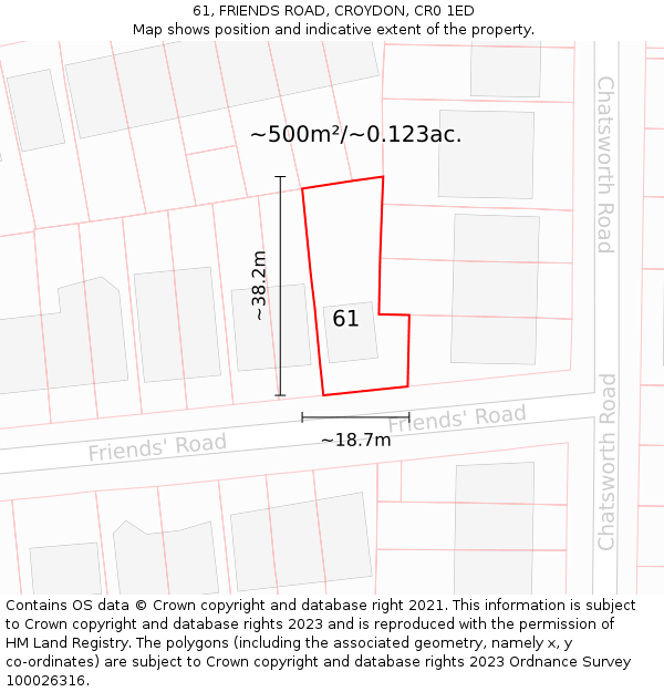 61, FRIENDS ROAD, CROYDON, CR0 1ED: Plot and title map