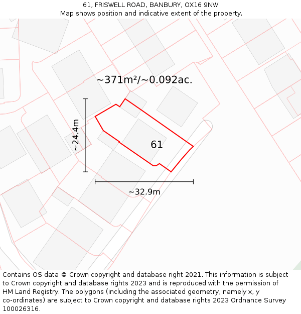 61, FRISWELL ROAD, BANBURY, OX16 9NW: Plot and title map