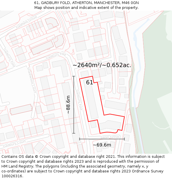 61, GADBURY FOLD, ATHERTON, MANCHESTER, M46 0GN: Plot and title map