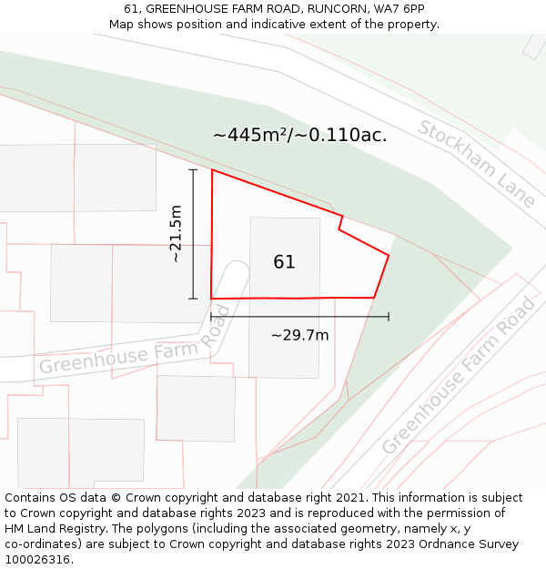 61, GREENHOUSE FARM ROAD, RUNCORN, WA7 6PP: Plot and title map