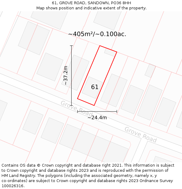 61, GROVE ROAD, SANDOWN, PO36 8HH: Plot and title map