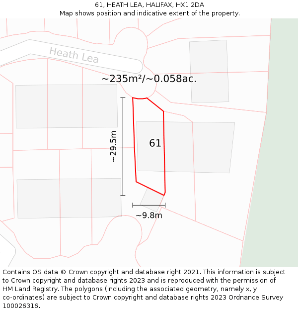 61, HEATH LEA, HALIFAX, HX1 2DA: Plot and title map