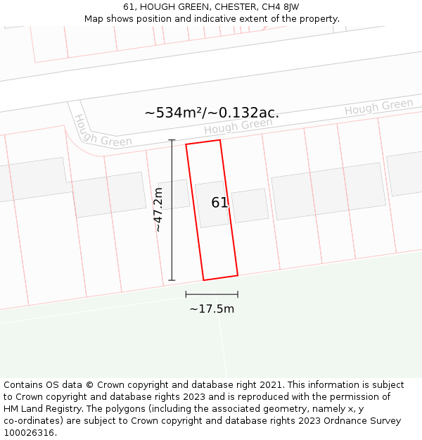 61, HOUGH GREEN, CHESTER, CH4 8JW: Plot and title map