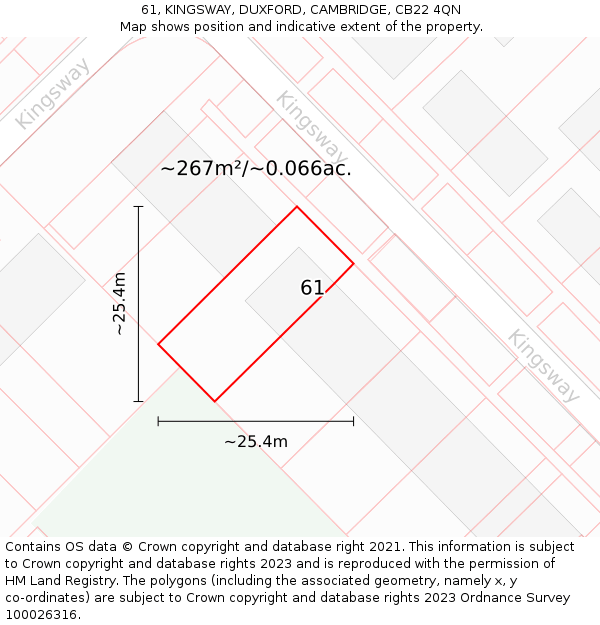 61, KINGSWAY, DUXFORD, CAMBRIDGE, CB22 4QN: Plot and title map