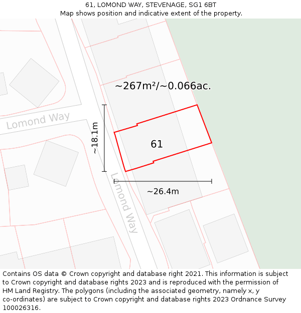 61, LOMOND WAY, STEVENAGE, SG1 6BT: Plot and title map