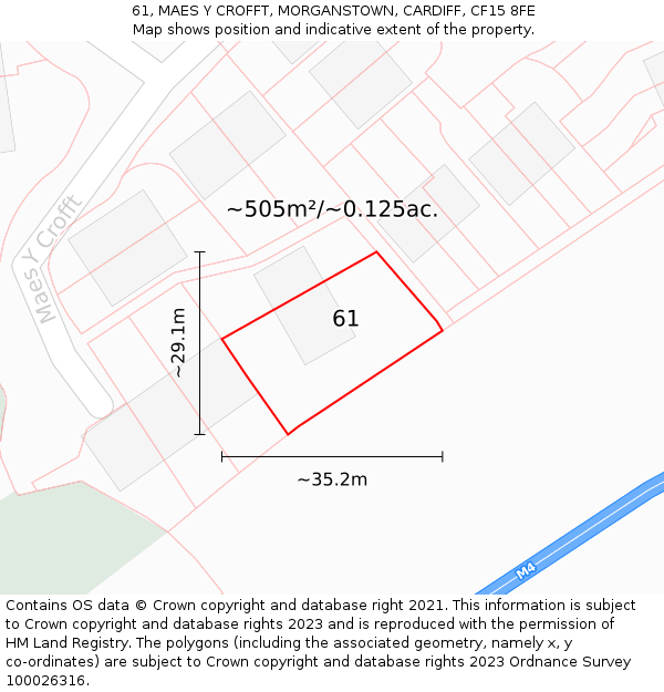 61, MAES Y CROFFT, MORGANSTOWN, CARDIFF, CF15 8FE: Plot and title map