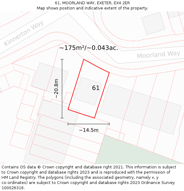 61, MOORLAND WAY, EXETER, EX4 2ER: Plot and title map