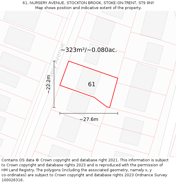 61, NURSERY AVENUE, STOCKTON BROOK, STOKE-ON-TRENT, ST9 9NY: Plot and title map
