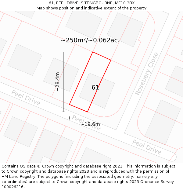 61, PEEL DRIVE, SITTINGBOURNE, ME10 3BX: Plot and title map