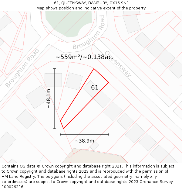 61, QUEENSWAY, BANBURY, OX16 9NF: Plot and title map