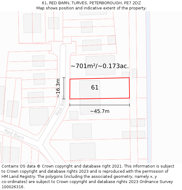 61, RED BARN, TURVES, PETERBOROUGH, PE7 2DZ: Plot and title map