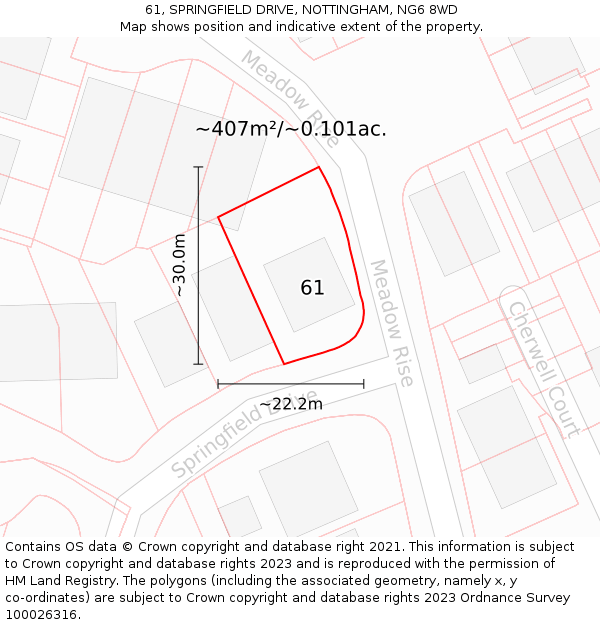 61, SPRINGFIELD DRIVE, NOTTINGHAM, NG6 8WD: Plot and title map