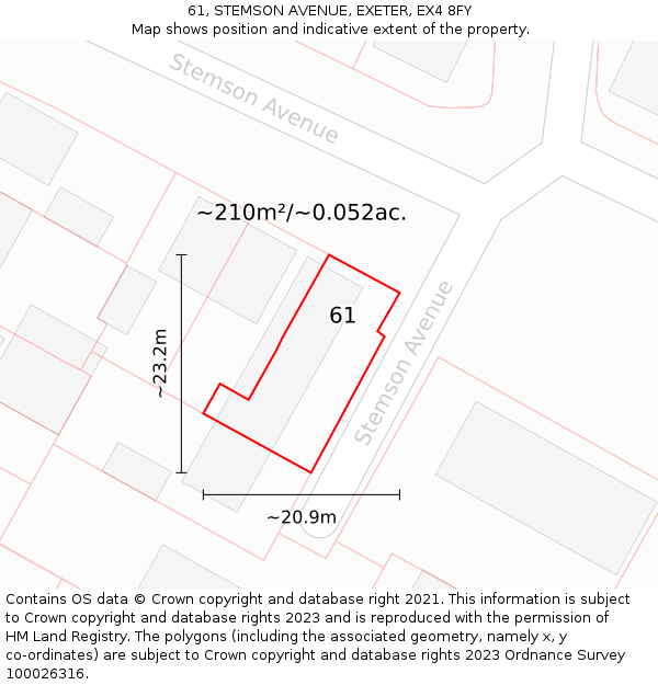 61, STEMSON AVENUE, EXETER, EX4 8FY: Plot and title map