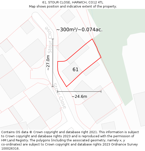 61, STOUR CLOSE, HARWICH, CO12 4TL: Plot and title map