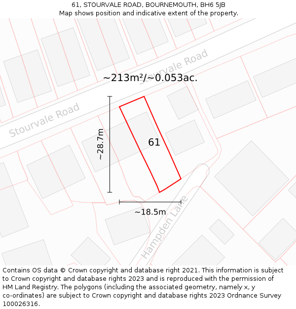 61, STOURVALE ROAD, BOURNEMOUTH, BH6 5JB: Plot and title map
