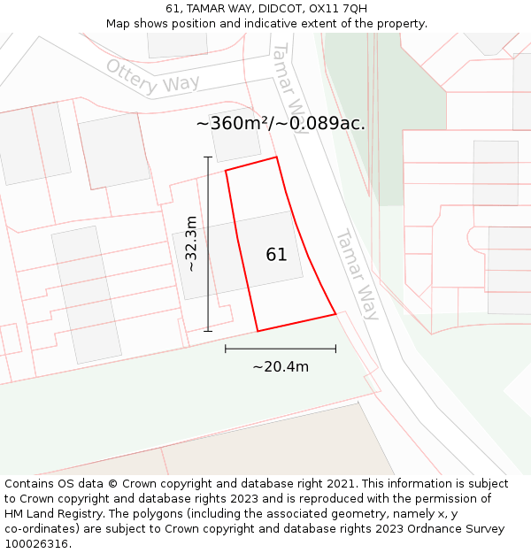 61, TAMAR WAY, DIDCOT, OX11 7QH: Plot and title map