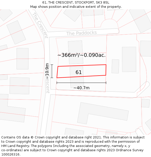 61, THE CRESCENT, STOCKPORT, SK3 8SL: Plot and title map