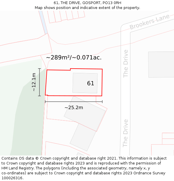 61, THE DRIVE, GOSPORT, PO13 0RH: Plot and title map