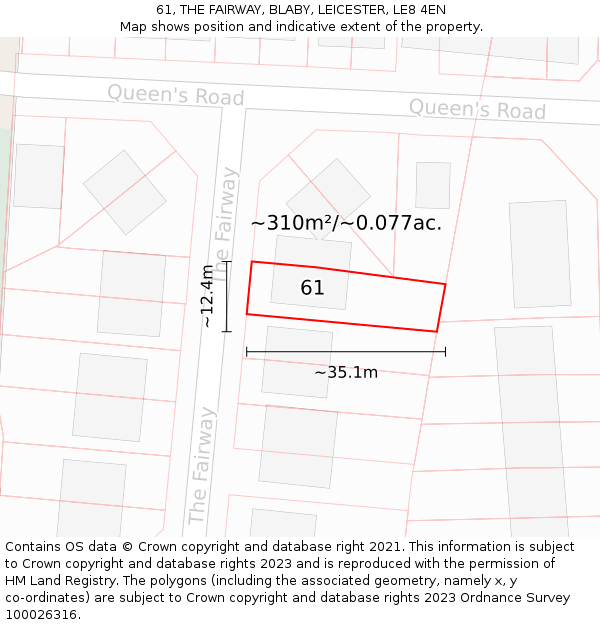 61, THE FAIRWAY, BLABY, LEICESTER, LE8 4EN: Plot and title map