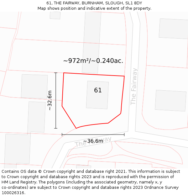 61, THE FAIRWAY, BURNHAM, SLOUGH, SL1 8DY: Plot and title map