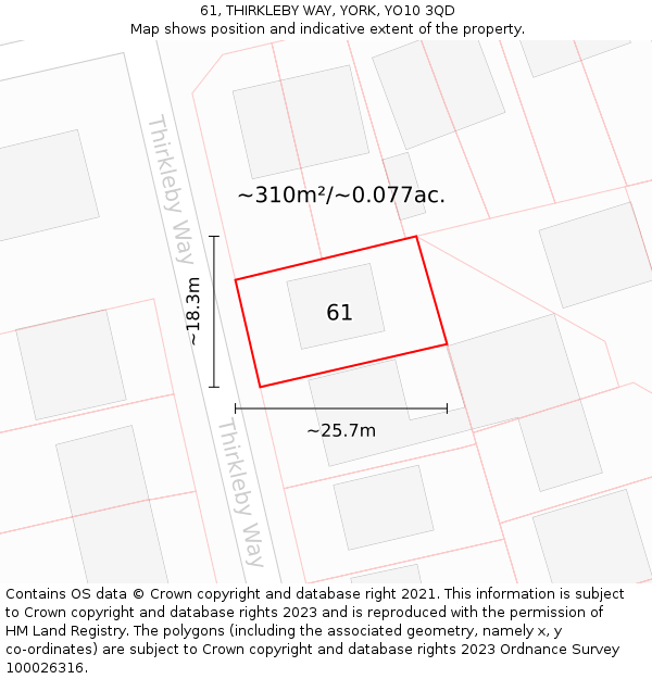 61, THIRKLEBY WAY, YORK, YO10 3QD: Plot and title map