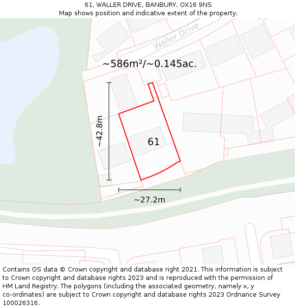 61, WALLER DRIVE, BANBURY, OX16 9NS: Plot and title map