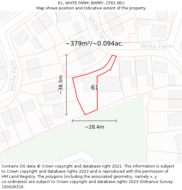 61, WHITE FARM, BARRY, CF62 9EU: Plot and title map