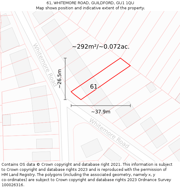 61, WHITEMORE ROAD, GUILDFORD, GU1 1QU: Plot and title map