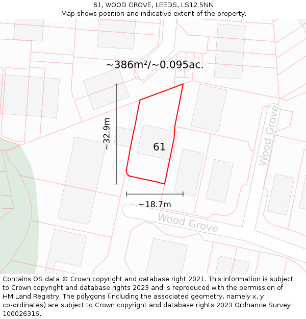 61, WOOD GROVE, LEEDS, LS12 5NN: Plot and title map