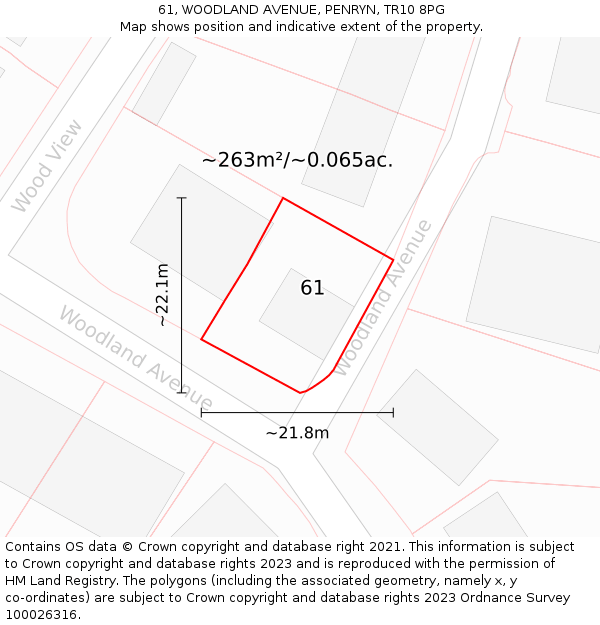 61, WOODLAND AVENUE, PENRYN, TR10 8PG: Plot and title map