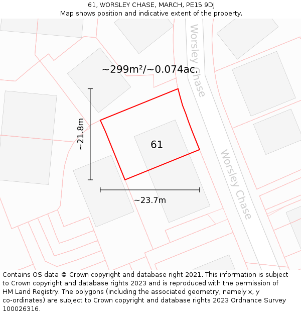 61, WORSLEY CHASE, MARCH, PE15 9DJ: Plot and title map