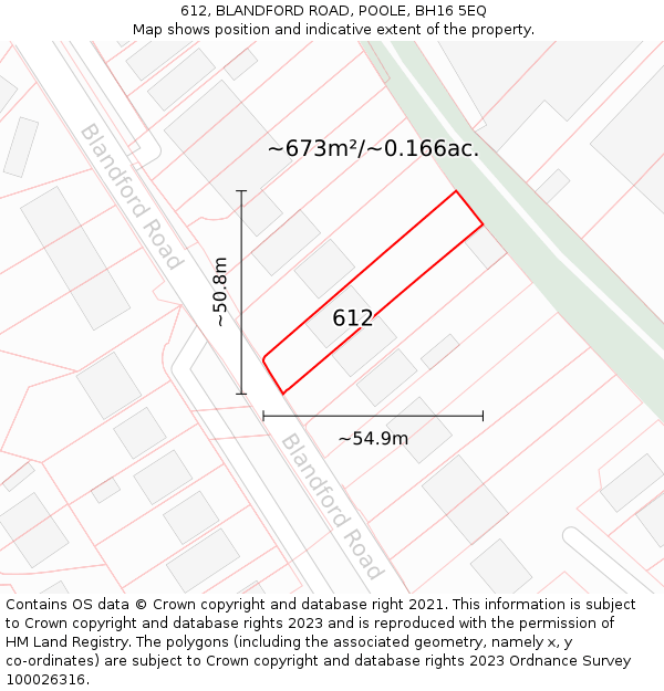 612, BLANDFORD ROAD, POOLE, BH16 5EQ: Plot and title map