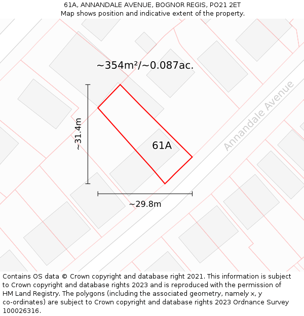 61A, ANNANDALE AVENUE, BOGNOR REGIS, PO21 2ET: Plot and title map