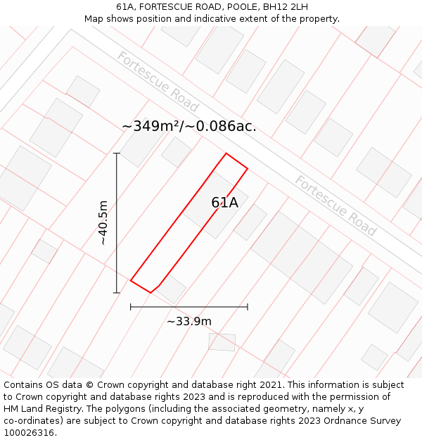 61A, FORTESCUE ROAD, POOLE, BH12 2LH: Plot and title map