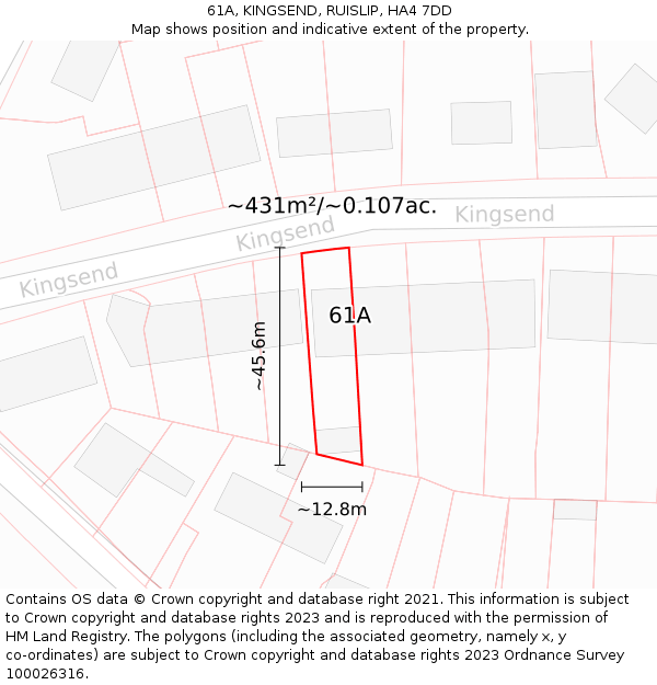 61A, KINGSEND, RUISLIP, HA4 7DD: Plot and title map