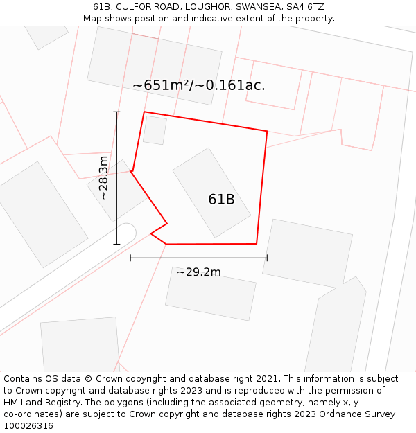 61B, CULFOR ROAD, LOUGHOR, SWANSEA, SA4 6TZ: Plot and title map