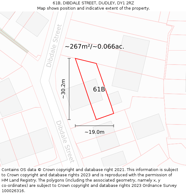 61B, DIBDALE STREET, DUDLEY, DY1 2RZ: Plot and title map