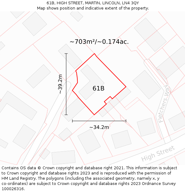 61B, HIGH STREET, MARTIN, LINCOLN, LN4 3QY: Plot and title map